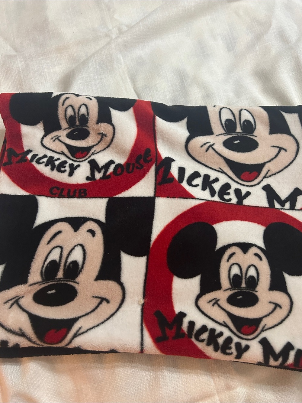 Mickey Mouse Red Black White Panel Plush Throw 28x57